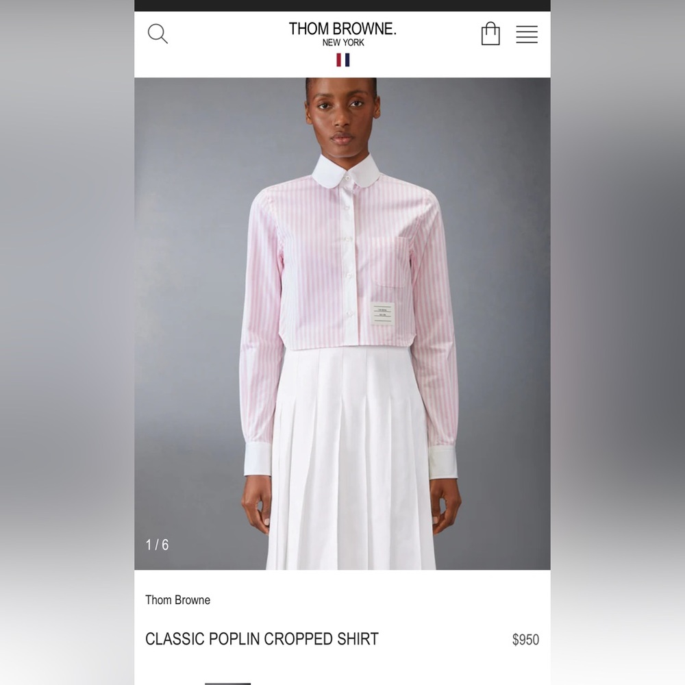 Thom Browne Pink and White Striped Crop Top